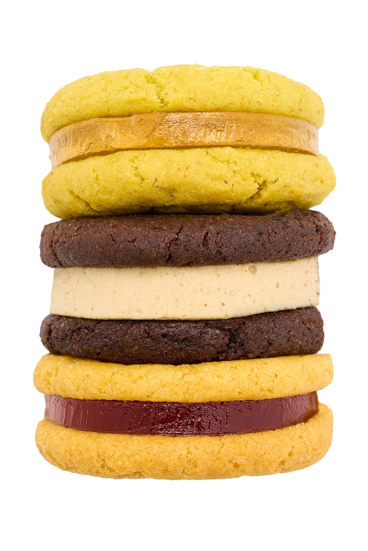Margarita, Espresso Martini, and Old Fashioned cocktail cookies stacked