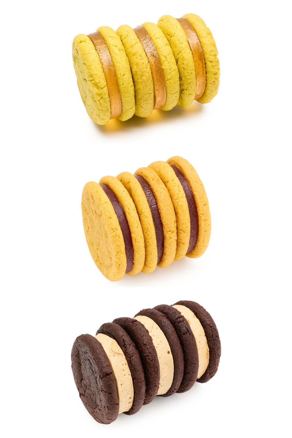 Rows of Margarita, Old Fashioned, and Espresso Martini cocktail cookies